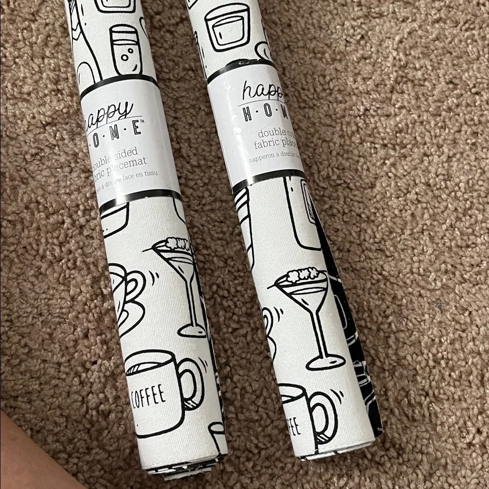 Black and White Patterned placemats set of 2.
